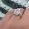 2ct Pear Cut White Sapphire 3pcs Bridal Set