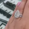 2ct Pear Cut White Sapphire 3pcs Bridal Set