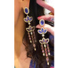 18ctw Multicolor Lotus Long Chandelier Earrings