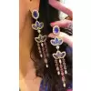 18ctw Multicolor Lotus Long Chandelier Earrings