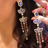 18ctw Multicolor Lotus Long Chandelier Earrings