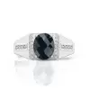 Handmade Black Oval Cut Sterling Silver Men's Ring