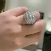 6.3ctw White Sapphire Bold Paved Cocktail Ring