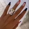 Bezel Setting Emerald Cut Sapphire Paved Wedding Band
