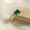 5.5ct Emerald Cut Emerald Asymmetric Engagement Ring