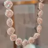 45ctw Multi-cut Pink Sapphire Double Halo Statement Necklace