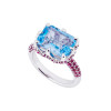 8ct Emerald Cut Multicolor Sapphire Paved Cocktail Ring
