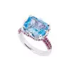 8ct Emerald Cut Multicolor Sapphire Paved Cocktail Ring