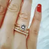 Handmade Rose Gold Color 1 Ct Brilliant Cut Ring Set