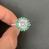 3ct Round Cut White Sapphire Emerald Halo Engagement Ring
