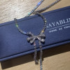 40ctw Round Cut White Sapphre Bowknot Tennis Necklace