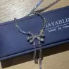40ctw Round Cut White Sapphre Bowknot Tennis Necklace