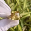 12.6ct Cushion Cut Yellow Sapphire Engagement Ring