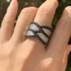 4ctw White Black Criss Cross Wedding Band