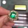 9.5ct Asscher Cut Emerald Engagement Ring in Gold