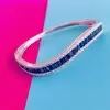 Baguette Cut Invisible Set Blue Sapphire Wave Bangle