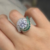 Vintage 3.8ct Halo Round Cut White Sapphire Engagement Ring