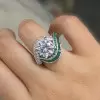 Vintage 3.8ct Halo Round Cut White Sapphire Engagement Ring