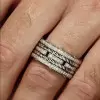 Round Cut White Sapphire Love Knot Wedding Band Set
