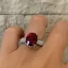 4ct Micro-pave Setting Oval Cut Ruby Ring