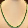 80ctw Round Cut Emerald Tennis Necklace in Gold