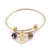Yellow Gold Tone Bead Charm Bracelet in Stainless Steel