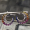 Rainbow Sapphire Crescent Moon Statement Earrings