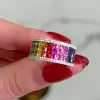 5ctw Princess Cut Three Row Rainbow Wedding Band
