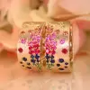 Flush Set Multicolor Sapphire Starry Hoop Earrings