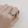 925 Sterling Silver Handmade Interlaced Open Adjustable Ring