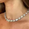 36CTW Pear Cut White Sapphire Tennis Necklace