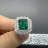6ct Emerald Double Halo Engagement Ring