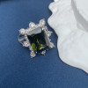 14ct Emerald Cut Yellow-Green Tourmaline Cocktail Ring