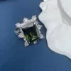 14ct Emerald Cut Yellow-Green Tourmaline Cocktail Ring
