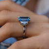 6.55ct Three-stone Emerald Cut Sapphire Ring