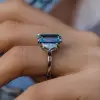 6.55ct Three-stone Emerald Cut Sapphire Ring