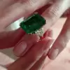 14ct Three-stone Emerald Cut Engagement Ring in Gold