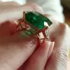 14ct Three-stone Emerald Cut Engagement Ring in Gold