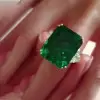 14ct Three-stone Emerald Cut Engagement Ring in Gold