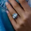 6.55ct Three-stone Emerald Cut Sapphire Ring