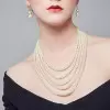 Simulated Pearls Five-Strand Layered Necklace