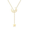 Crescent Moon And Star Titanium Steel Necklace