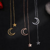 Crescent Moon And Star Titanium Steel Necklace