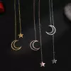 Crescent Moon And Star Titanium Steel Necklace