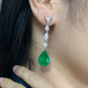 20ctw Multi-cut White Sapphire and Green Paraiba Drop Earrings