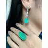 20ctw Multi-cut White Sapphire and Green Paraiba Drop Earrings