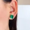 11ctw Asscher Cut Emerald/Paraiba Stud Earrings