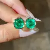 8ctw Cushion Cut Emerald Bezel Set Stud Earrings