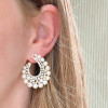 25ctw Pearl Front Facing Hoop Statement Earrings