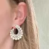 25ctw Pearl Front Facing Hoop Statement Earrings